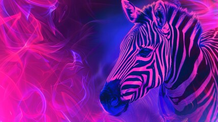 Vibrant neon striped zebra pattern: abstract psychedelic background in trendy fluorescent colors