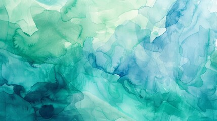 Obraz premium Abstract watercolor background in teal blue and green with liquid fluid texture for artistic banners and design projects