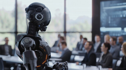 Fototapeta premium Robot Presenter in Office Meeting 