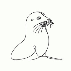 vector style image white background seal lineart