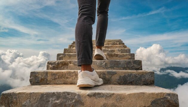 p&eacute;s subindo uma escada sem fim, conceito objetivo e metas