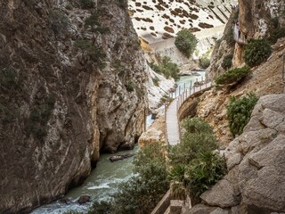 Empty walkway in the gorge canyon of the El Caminito del Rey in Andalusia