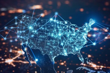 Digital map of america network connectivity created with generative ai