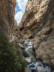 Empty walkway in the gorge canyon of the El Caminito del Rey in Andalusia