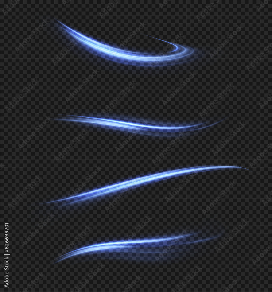 Aufkleber Blue line curve light effect. Glowing blue semicircle. Abstract effect of light energy movement. Vector 10 EPS