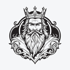 Fototapeta premium mascot logo Majestic King Vector Outline black color in white background