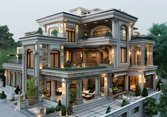 Naklejka premium Modern Villa Design Renderings