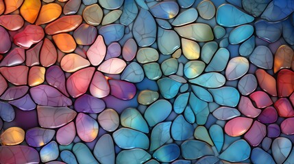 Illustration of an abstract colorful stained glass pane
