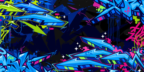 Cool Modern Abstract Hip Hop Urban Street Art Graffiti Style Vector Illustration Background Template © Anton Kustsinski