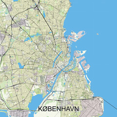 København, Denmark map poster art