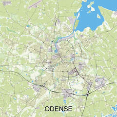 Odense, Denmark map poster art