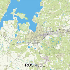 Roskilde, Denmark map poster art