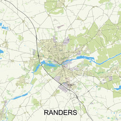 Randers, Denmark map poster art