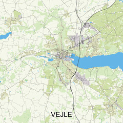 Vejle, Denmark map poster art