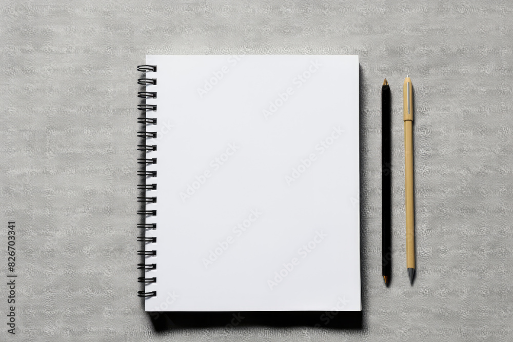 Leinwandbilder a notepad with a pencil and a pencil on a table, a table with a pencil and a notepad.