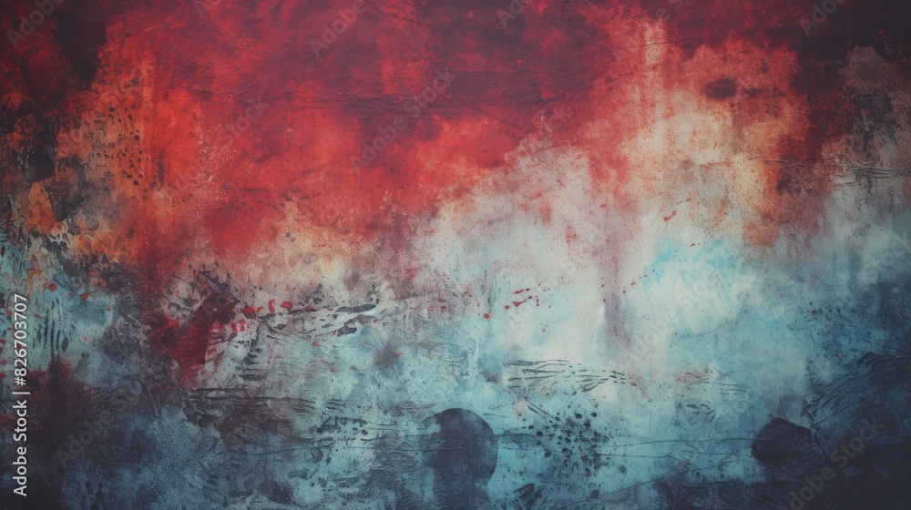 Poster a painting of a sky with clouds and a plane, a painting depicting a clear sky featuring fluffy cloud