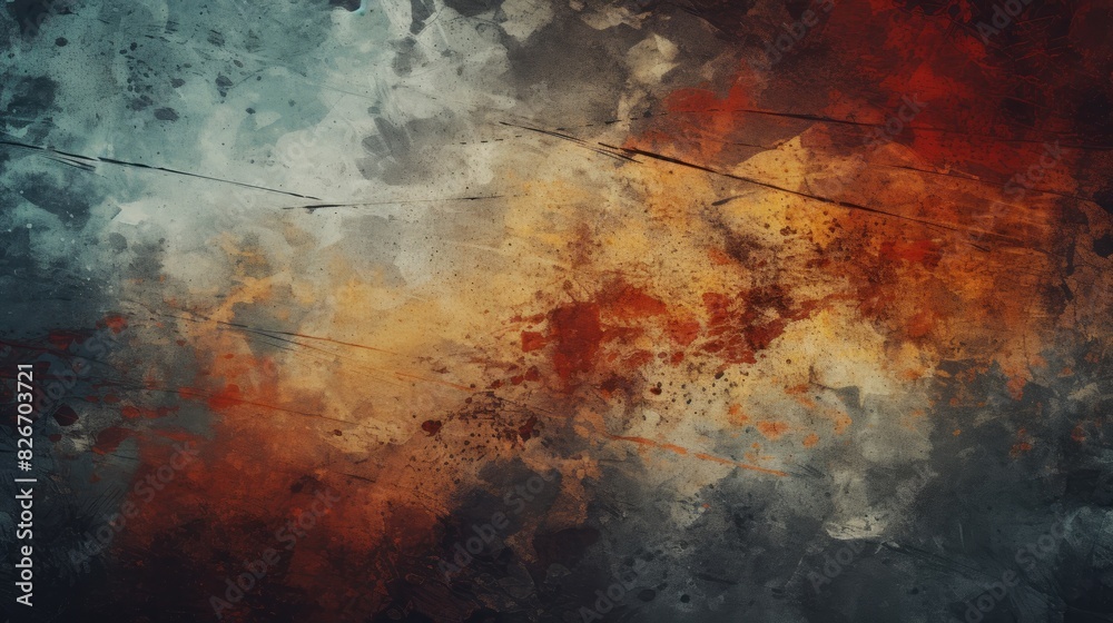 Poster a painting of a sky with clouds and a plane, a painting depicting a clear sky featuring fluffy cloud