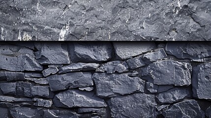 A wall of grey stone with a black top and a white line. background Generative AI