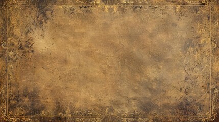 vintage grunge textured brown cardboard parchment paper background with decorative border high resolution abstract texture