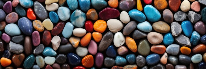 a bunch of different colored rocks on a table, A collection of assorted rocks in various colors displayed on a table. - Powered by Adobe