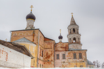 An ancient Christian monastery in the city of Torzhok, Russia.