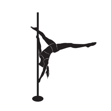 Pole dance woman wearing bekini style silhouette, Pole dance illustration