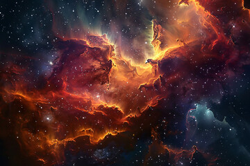 Fototapeta premium Spectacular high-resolution image of a vibrant nebula in space, bursting with colors and celestial light, perfect for wallpaper or background use