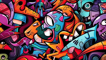 Abstract Characters and Shapes in Graffiti Style