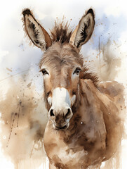 the donkey featured in the watercolor artwork