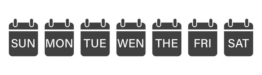Set of calendar icons on a white background.