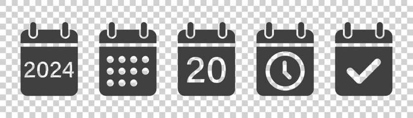 Set of calendar icons on a white background.