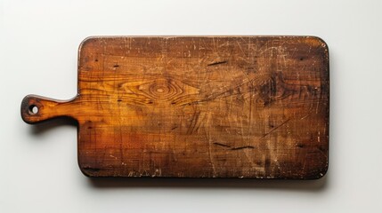 Fototapeta premium Wooden cutting board in black color placed on a white background