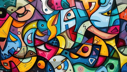 Fototapeta premium Abstract Characters and Shapes in Graffiti Style