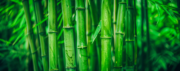 Obraz premium Close up green bamboo forest