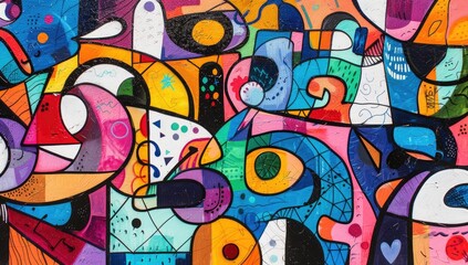 Obraz premium Abstract Characters and Shapes in Graffiti Style