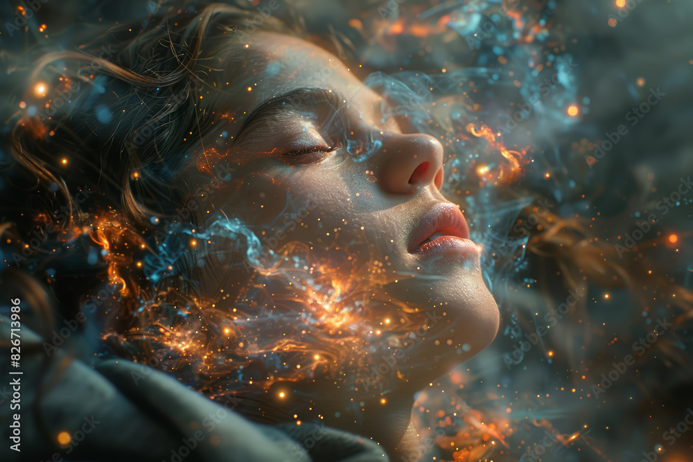 Wall mural analyzing dreams and subconscious desires, deciphering hidden meanings and psychological symbolism. 