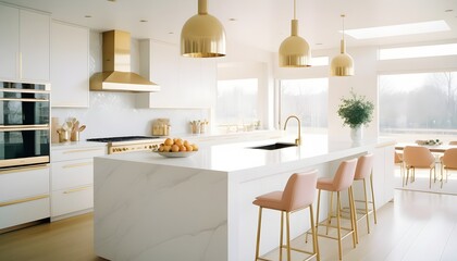 Fototapeta premium white and gold theme interior modern minimalism photo realism