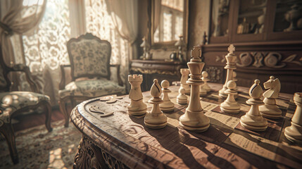 Vintage Chess: Strategy in an Antique Setting
