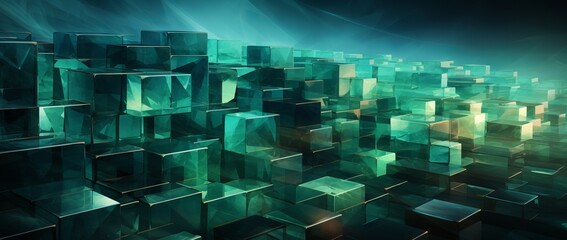 Abstract technology digital hi tech concept with green squares