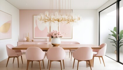 Fototapeta premium white and gold theme interior modern minimalism photo realism