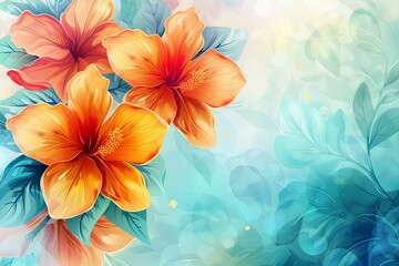 Obraz premium Hand-painted tropical flower illustrations