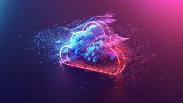 pink and purple cloud computing icon 
