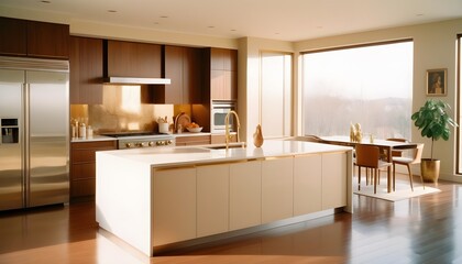 white and gold theme interior modern minimalism photo realism