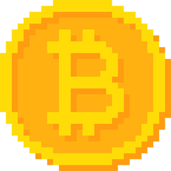 vector of a pixel style bitcoin