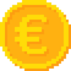 pixel style euro currency gold coin vector