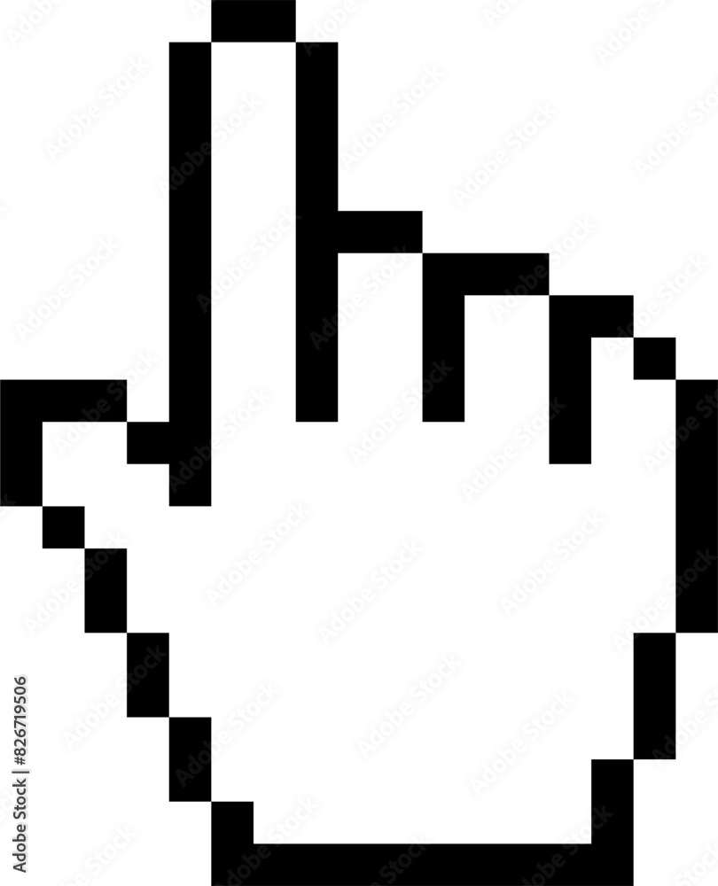 Poster vector of a pixel style index finger cursor