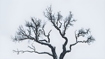 A Detailed Structure of a Bare Tree Against the Light Backdrop of the Sky