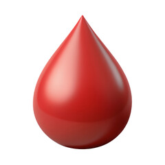 3D Icon of a Red Blood Drop isolated PNG transparent background