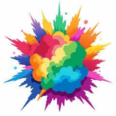 Multicolor powder explosion on White background	