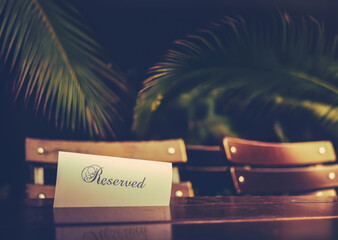 Reserved Table At A Tropical Resort Restaurant